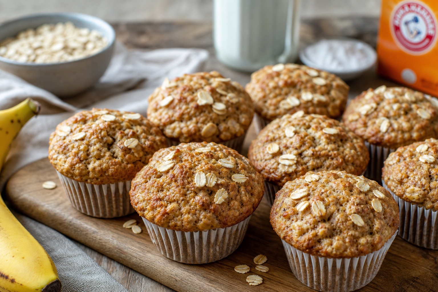 Banana Oat Muffins With No Butter (Baking Soda Does the Lifting)
